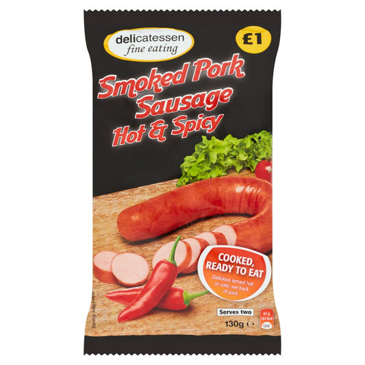 Delicatessen Fine Eating Smoked Pork Sausage Hot & Spicy 130g   130g × 12
