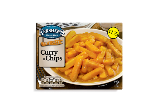 Kershaws Curry & Chip UNIT 6x500g . Packed 2 units to a case.Unit Weight: 3.00 Kilos.