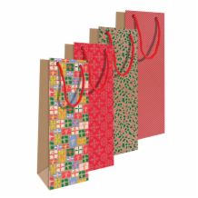Kraft Gift Bag Bottle Christmas  12x