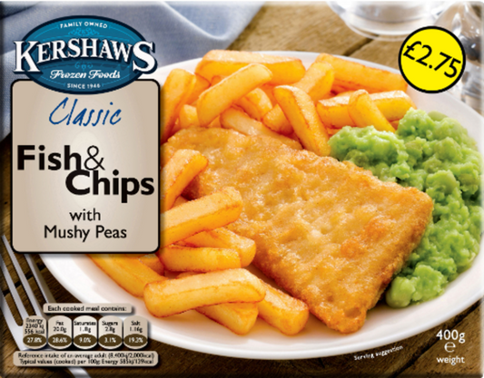 Kershaws Fish & Chip UNIT 6x400g . Packed 2 units to a case.Unit Weight: 2.52 Kilos.