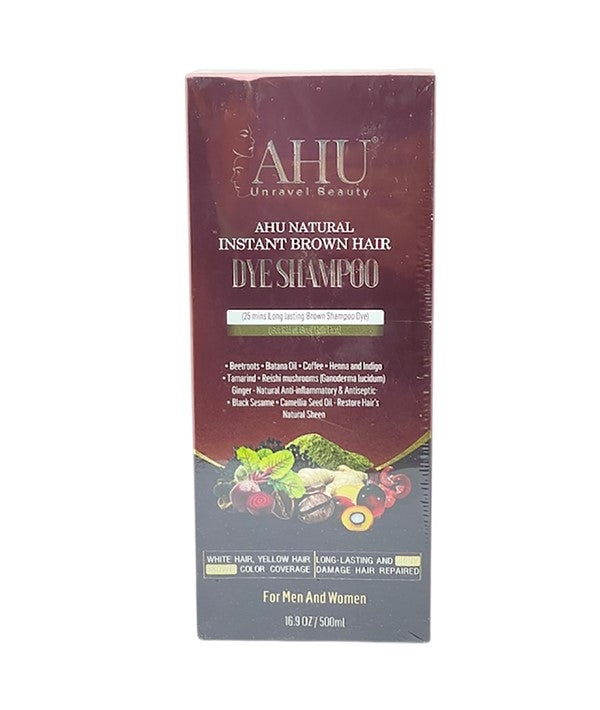 AHU NATURAL INSTANT BROWN HAIR DYE SHAMPOO 500 ml Shampoo Asetena Pa 