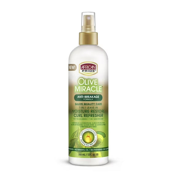 African Pride Olive Miracle 7-in-1 Leave-In Moisture Restore Curl Refresher 12oz