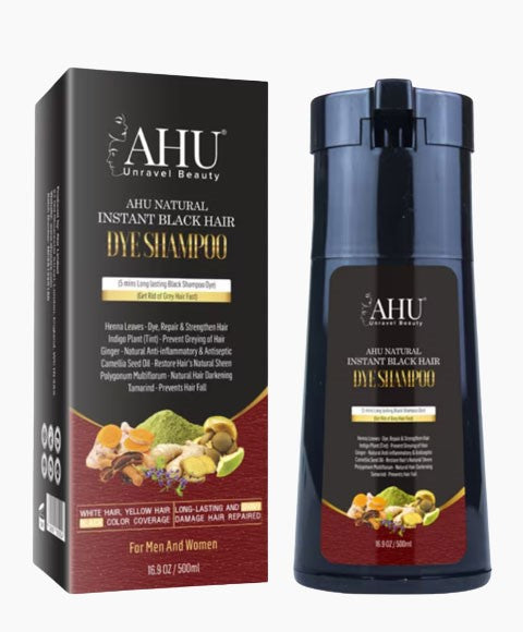 AHU INSTANT BLACK HAIR DYE SHAMPOO 500 ml Shampoo Asetena Pa 