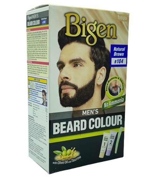 MENS BEARD COLOUR NATURAL BROWN B104 pack of 6 Men Hair Dye Asetena Pa 