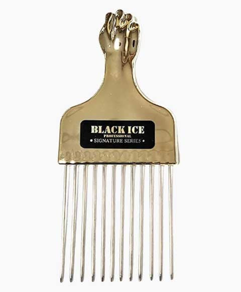BLACK ICE PROFESSIONAL GOLD HANDLE METAL PICK COMB BIC212 Hair Brushes and Combs Asetena Pa 
