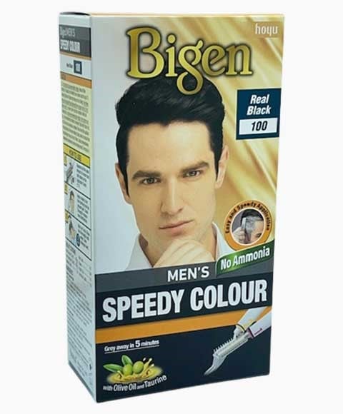 BIGEN HAIR MENS SPEEDY COLOUR REAL BLACK 100 pack of 3 Men Hair Dye Asetena Pa 
