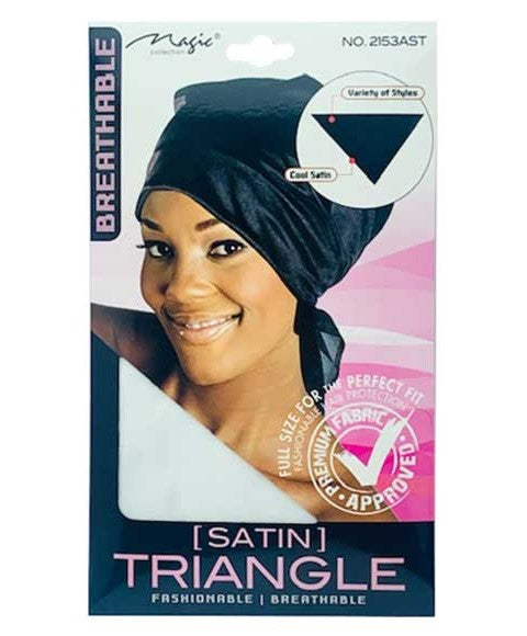 MAGIC COLLECTION BREATHABLE SATIN TRIANGLE 2153  Color Assorted Durags and Caps Asetena Pa 