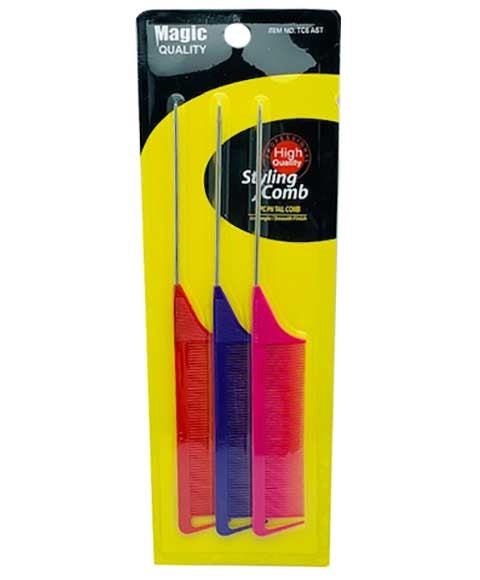 MURRY COLLECTION STYLING PIN TAIL COMB TC6AST 3 pcs Color Assorted Hair Brushes and Combs Asetena Pa 