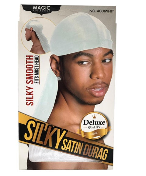 MAGIC COLLECTION SILKY SATIN DURAG 4801WHIT  Color White Durags and Caps Asetena Pa 