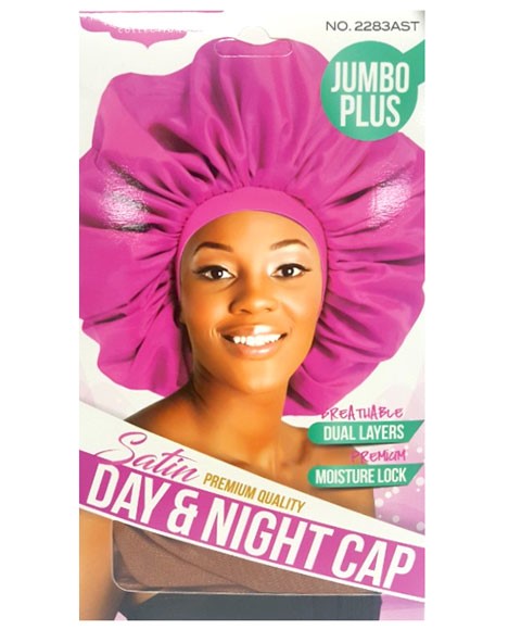 MAGIC COLLECTION SATIN JUMBO PLUS DAY AND NIGHT CAP 2283AST  Color Assorted Durags and Caps Asetena Pa 