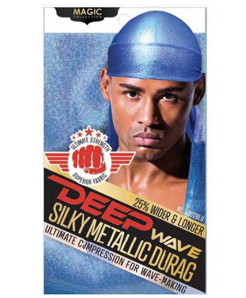 MAGIC COLLECTION DEEP WAVE SILKY METALLIC DURAG 4802BLU  Color Blue Durags and Caps Asetena Pa 