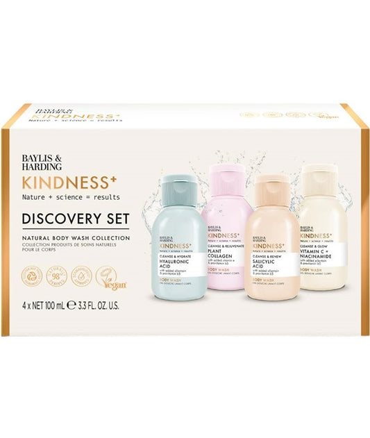 KINDNESS NATURAL BODY WASH COLLECTION DISCOVERY SET 4 x 100 ml Skin Care Bundles Asetena Pa 