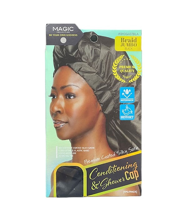 MAGIC COLLECTION CONDITIONING SHOWER CAP BYOG407BLA Jumbo Color Black Durags and Caps Asetena Pa 