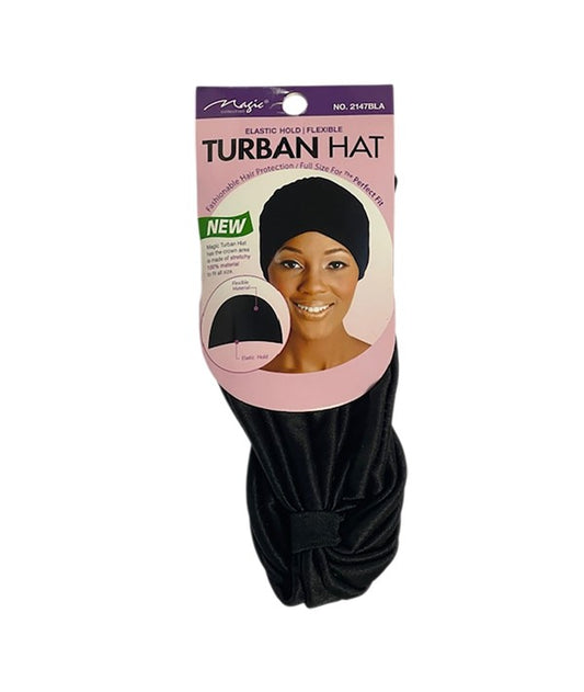 MAGIC COLLECTION CLASSIC TURBAN HAT  Color Black 2147 Durags and Caps Asetena Pa 