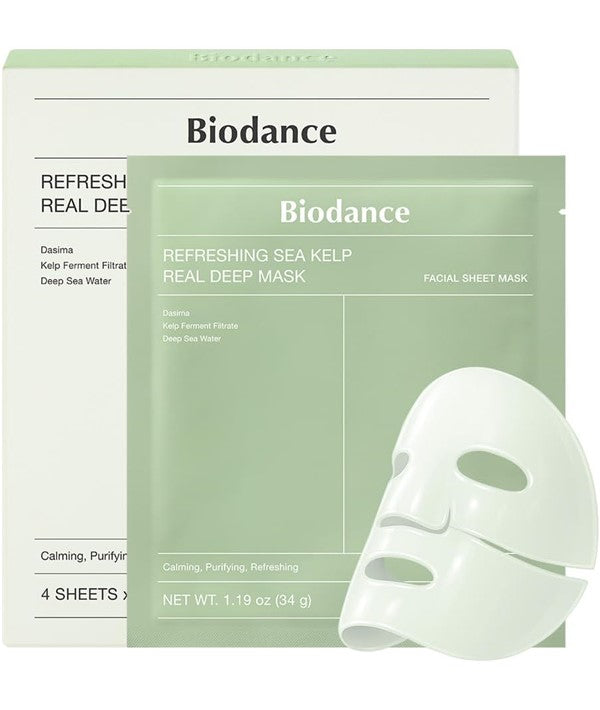 REFRESHING SEA KELP REAL DEEP MASK 4 Sheets x 1.19 oz Korean Skincare Asetena Pa 