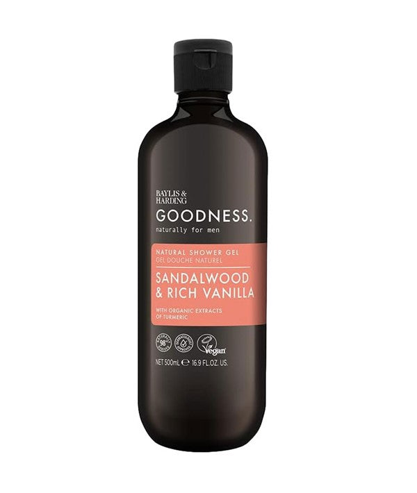GOODNESS MEN SANDALWOOD AND RICH VANILLA NATURAL SHOWER GEL 500 ml Body Care Asetena Pa 