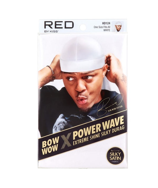 RED BY KISS BOW WOW X POWER WAVE EXTREME SHINE SILKY DURAG HD124 one size fits all Color White Durags and Caps Asetena Pa 