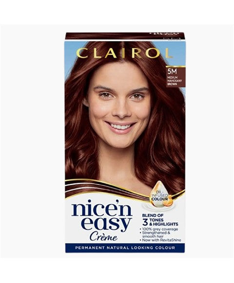 NICE N EASY CREME PERMANENT COLOR 5M MEDIUM MAHOGANY BROWN 1 Application Hair Color Asetena Pa 