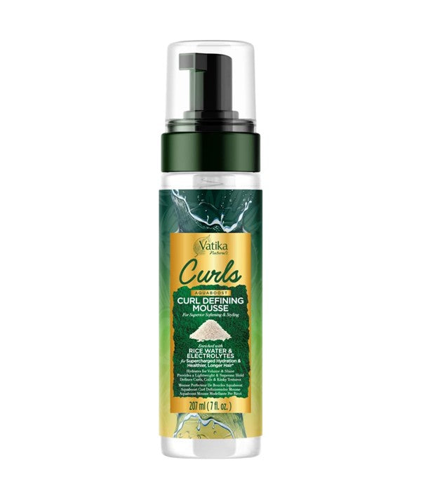 VATIKA NATURALS CURLS AQUABOOST CURL DEFINING MOUSSE WITH RICE WATER AND ELECTROLYTES 207 ml Hair Styling Asetena Pa 