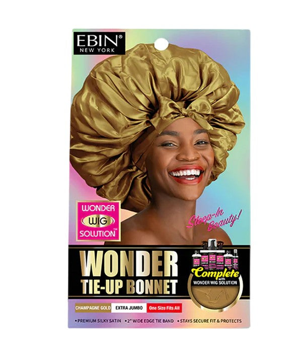 EBIN WONDER TIE UP BONNET EXTRA JUMBO  Color Champagne Gold Durags and Caps Asetena Pa 