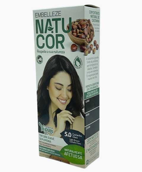 NATUCOR VEGAN AMMONIA FREE PERMANENT COLOR 5.0 LIGHT BROWN Hair Color Asetena Pa 