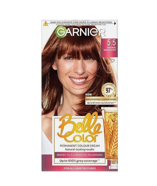 BELLE COLOR CREME PERMANENT 5.5 NATURAL MAHOGANY Hair Color Asetena Pa 