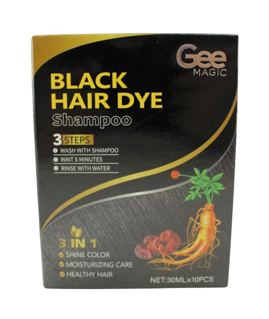 GEE MAGIC BLACK HAIR DYE SHAMPOO 30mlx10Pcs Shampoo Asetena Pa 