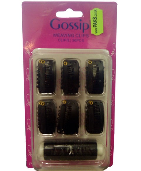 GOSSIP BLACK WEAVING CLIPS WITH THREAD 36PCS Large Color Black Extensions Accessories Asetena Pa 