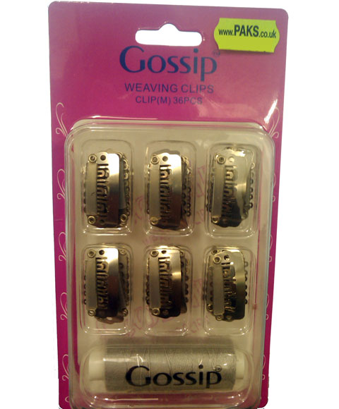 GOSSIP SILVER WEAVING CLIPS WITH THREAD 36PCS Large Color Silver Extensions Accessories Asetena Pa 
