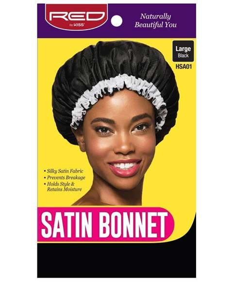 RED BY KISS SATIN BONNET HSA01 Large Color Black HSA01 Durags and Caps Asetena Pa 
