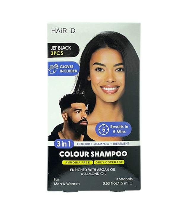 HAIR ID 3IN1 AMMONIA FREE COLOR SHAMPOO 3 Sachets x15 ml Color Dark Brown Hair Color Asetena Pa 