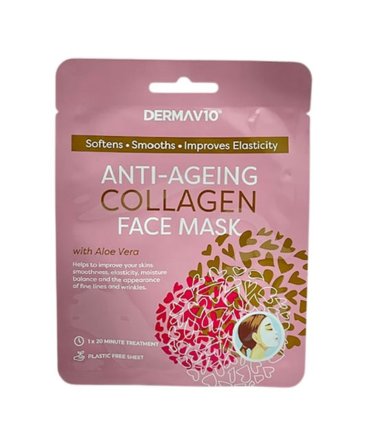 DERMA V10 ANTI AGEING COLLAGEN FACE MASK 1 Sheet Mask Skin Wash Asetena Pa 