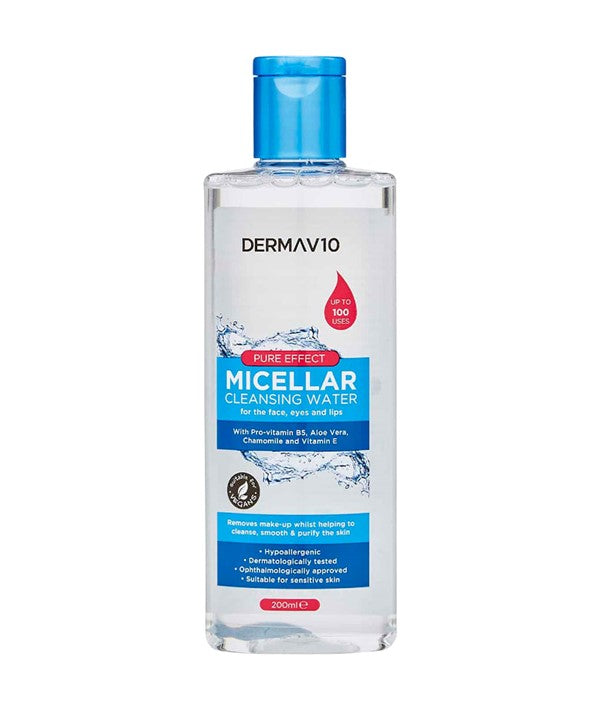 DERMA V10 PURE EFFECT MICELLAR CLEANSING WATER 200ml Skin Wash Asetena Pa 