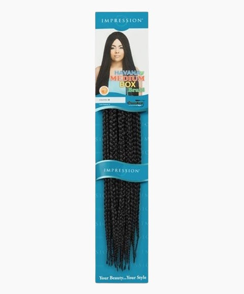 IMPRESSION SYN HAVANA MEDIUM BOX BRAID  Color 1 Hair for Braid Extensions Asetena Pa 