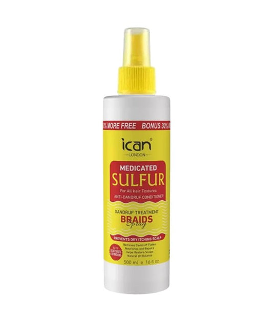 ICAN MEDICATED SULFUR DANDRUF TREATMENT BRAIDS SPRAY 500 ml Sprays, Serums and Oils Asetena Pa 