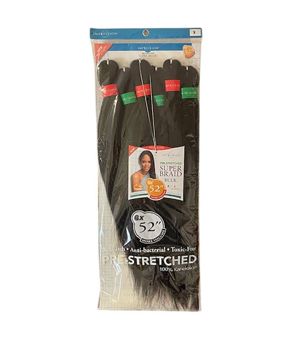 IMPRESSION SYN PRE STRETCHED 6X SUPER BULK 52 inch Color 1B Hair for Braid Extensions Asetena Pa 