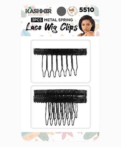 KASHMIR METAL SPRING LACE WIG CLIPS 5510 3 pcs Color Black Kids Hair Accessories Asetena Pa 