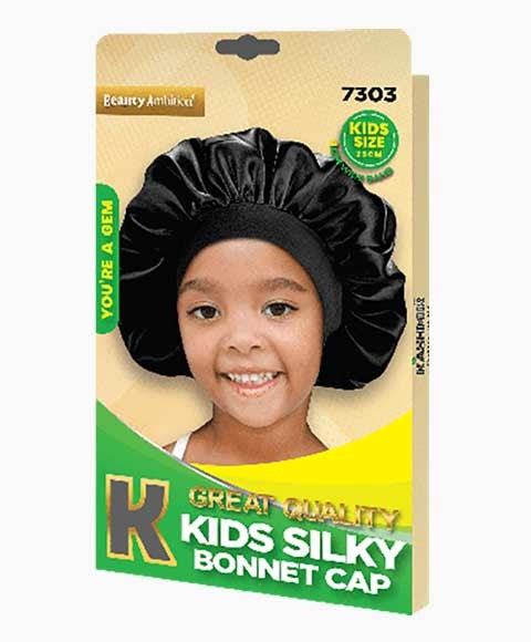 BEAUTY AMBITION GREAT QUALITY KIDS SILKY BONNET CAP 7303  Color Black Durags and Caps Asetena Pa 