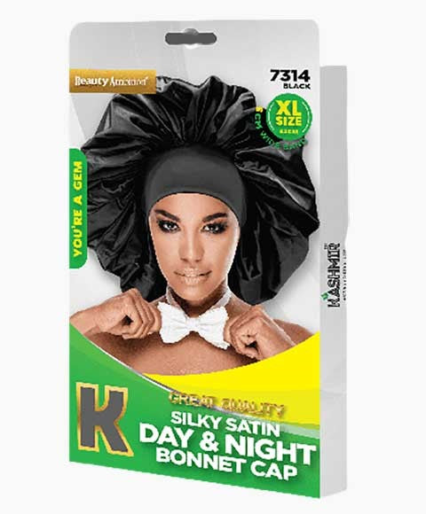 BEAUTY AMBITION GREAT QUALITY SILKY SATIN DAY AND NIGHT BONNET CAP 7314 XL Color Black Durags and Caps Asetena Pa 