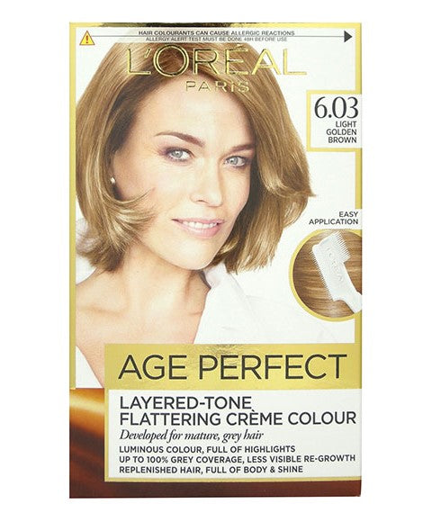 AGE PERFECT LAYERED TONE FLATTERING CREME COLOUR 6.03 LIGHT GOLDEN BROWN Hair Color Asetena Pa 