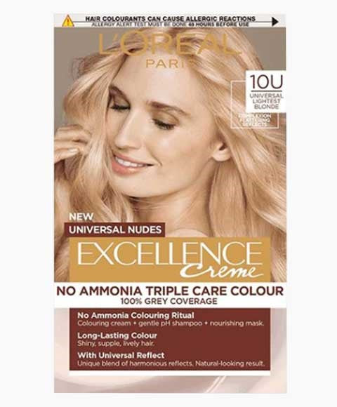EXCELLENCE CREME NO AMMONIA TRIPLE CARE HAIR COLOUR 10U UNIVERSAL LIGHTEST BLONDE Hair Color Asetena Pa 