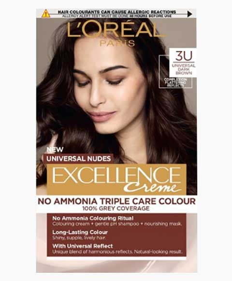EXCELLENCE CREME NO AMMONIA TRIPLE CARE HAIR COLOUR 3U UNIVERSAL DARK BROWN Hair Color Asetena Pa 