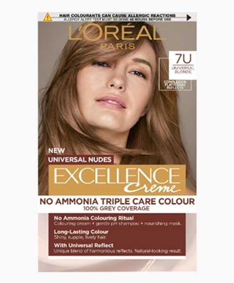 EXCELLENCE CREME NO AMMONIA TRIPLE CARE HAIR COLOUR 7U UNIVERSAL BLONDE Hair Color Asetena Pa 