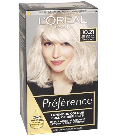 PREFERENCE INFINIA PERMANENT COLOR 10.21 STOCKHOLM  Color Very Light Pearl Blonde Hair Color Asetena Pa 