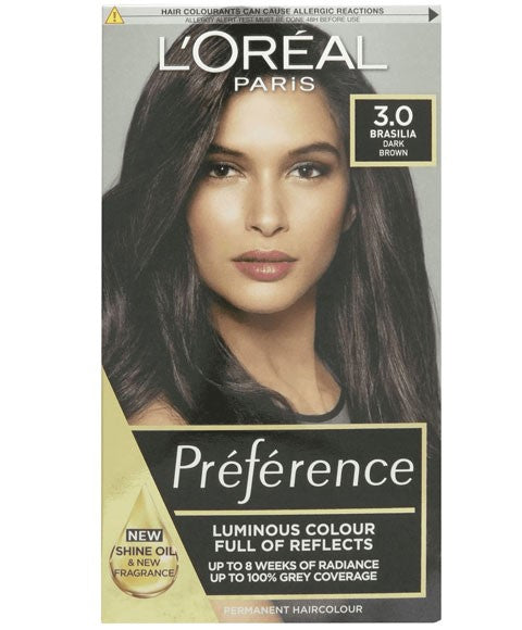 PREFERENCE INFINIA PERMANENT COLOR 3 BRASILLA  Color Dark Brown Hair Color Asetena Pa 
