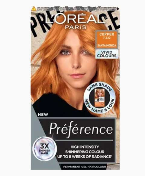 PREFERENCE HIGH INTENSITY PERMANENT GEL HAIR COLOUR COPPER Hair Color Asetena Pa 