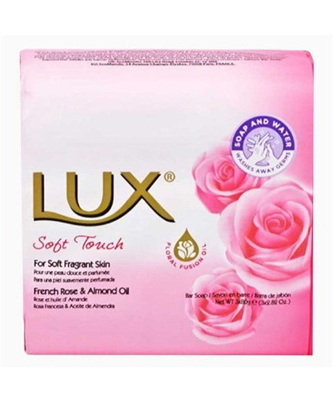 LUX SOFT TOUCH BAR SOAP WITH FRENCH ROSE AND ALMOND OIL 3 * 80 g Skin Wash Asetena Pa 