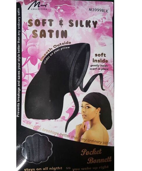 MURRY SOFT AND SILKY SATIN POCKET BONNETT M3999BLK  Color M3999BLK Dreadlocks Products Asetena Pa 