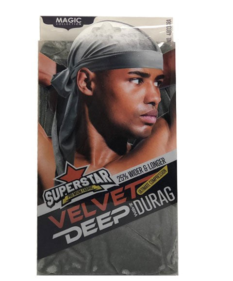 MAGIC COLLECTION SUPERSTAR VELVET DEEP WAVE DURAG 4803GRA Durags and Caps Asetena Pa 