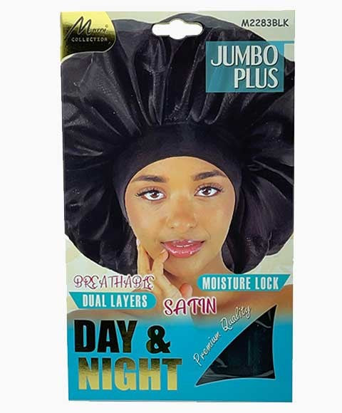 MURRY COLLECTION DAY AND NIGHT SATIN SLEEPING CAP Jumbo Plus Color M2283BLK Durags and Caps Asetena Pa 